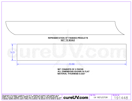 Hanovia Part # 6818A431 UV Curing Reflector Liner Sale