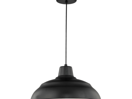 R Series 17  Cord Hung Warehouse Pendant Light Satin Black Finish For Cheap