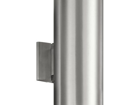 15  2 lights up down outdoor cylinder sconce brushed aluminum finish For Discount