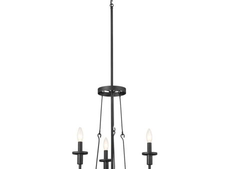 Vetivene 21  3-Light Chandelier, Textured Black Finish For Sale