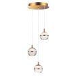 Swank 12 in. 3 Lights LED Pendant Light Brass finish Online