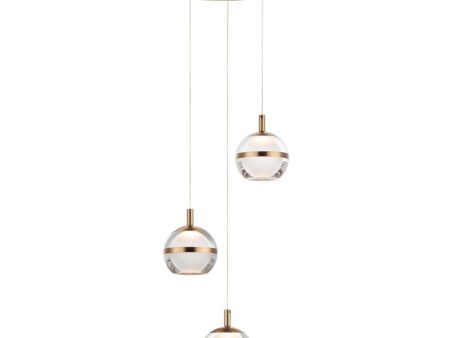 Swank 12 in. 3 Lights LED Pendant Light Brass finish Online