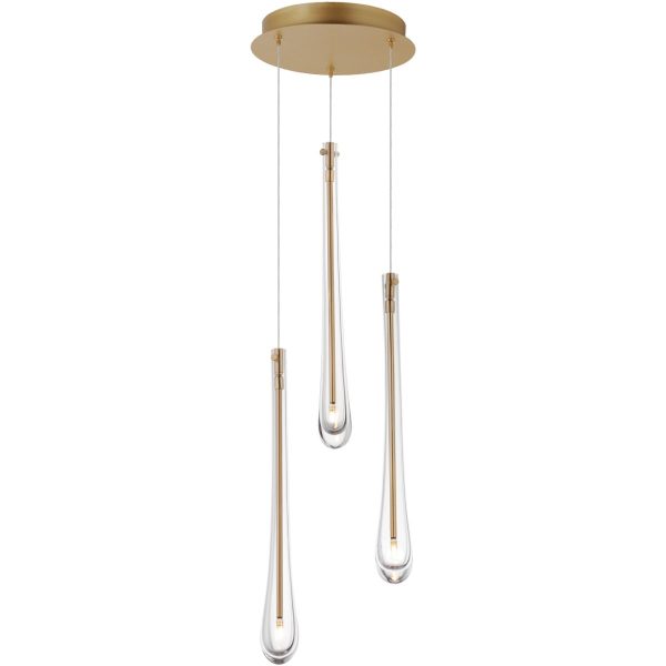 Stillo 10 in. 3 Lights LED Pendant Light Gold finish Discount