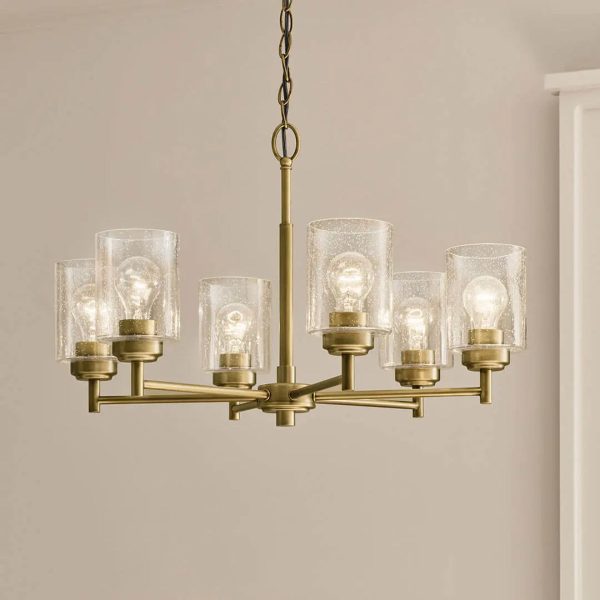 Winslow 26  6-Light Chandelier, Natural Brass Finish Cheap