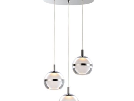 Swank 12 in. 3 Lights LED Pendant Light Chrome finish For Cheap