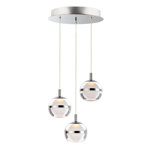 Swank 12 in. 3 Lights LED Pendant Light Chrome finish For Cheap