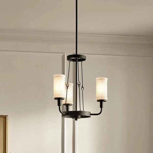 Vetivene 21  3-Light Chandelier, Textured Black Finish For Sale