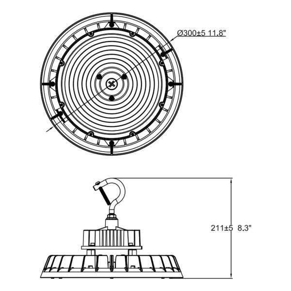 UFO High Bay LED Light, 30000 Lumens, 100 150 200W, 35K 40K 50K, 120-347V, Black Supply