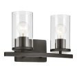 Crosby 15  2-Light Vanity Light with Clear Glass, Olde Bronze Finish Online now