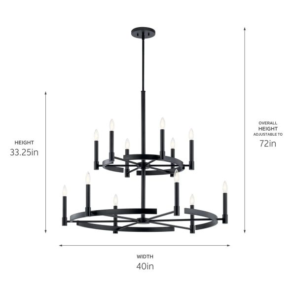 Tolani 40  12-Light Multi-Tier Chandelier, Black Finish Online Hot Sale