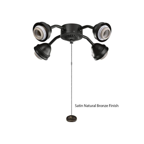 13 In. 4 LED Lights Bent Arm Fitter Ceiling Fan Light Kit, Satin Natural Bronze Finish on Sale