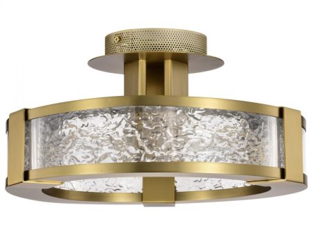 Darrow 14  LED Semi-Flush Mount Light, Vintage Brass Finish Discount