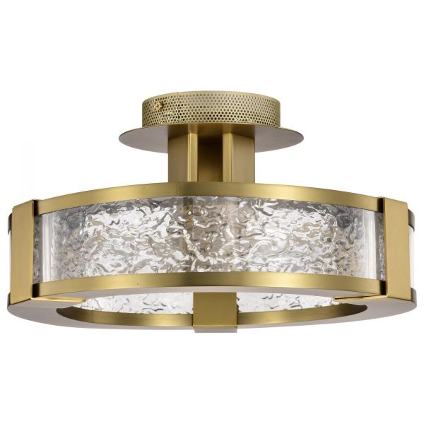 Darrow 14  LED Semi-Flush Mount Light, Vintage Brass Finish Discount