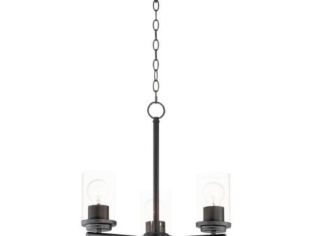 Corona 17 in. 3 Lights Chandelier Black finish Clear Glass Online now