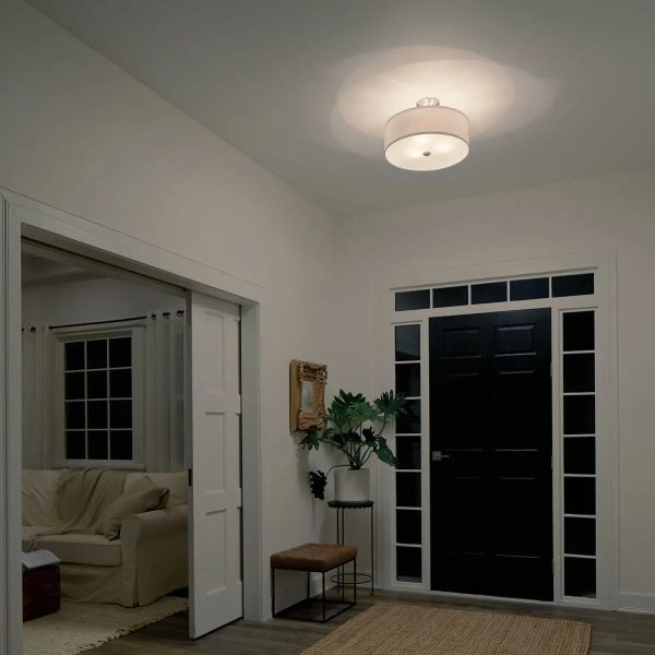 Shailene 18  3-Light Round Semi-Flush Mount, Brushed Nickel Finish Online now