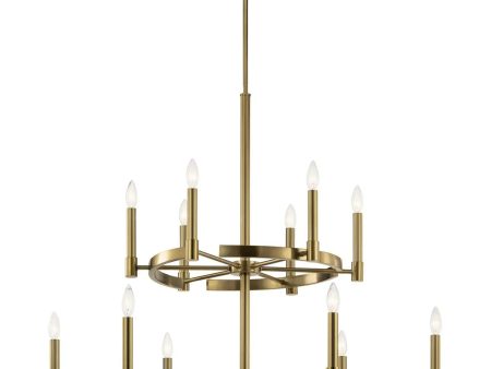 Tolani 40  12-Light Multi-Tier Chandelier, Brushed Natural Brass Finish Online Hot Sale