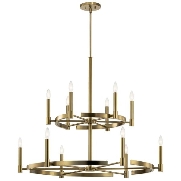 Tolani 40  12-Light Multi-Tier Chandelier, Brushed Natural Brass Finish Online Hot Sale