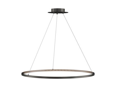 Vellavi 36 in. Round LED Chandelier Black Finish Sale