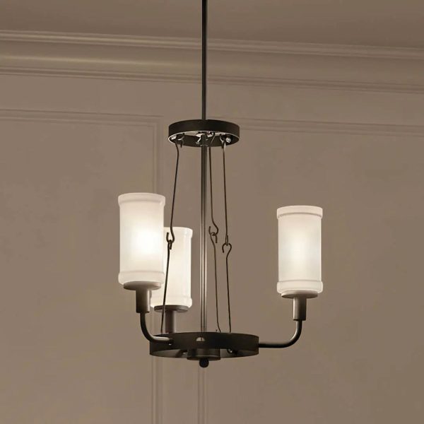 Vetivene 21  3-Light Chandelier, Textured Black Finish For Sale