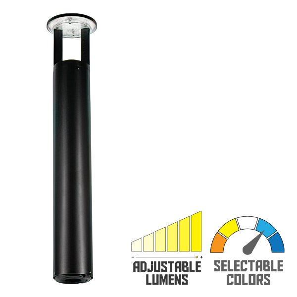 42  Round LED Bollard Light, 16 20 24W, 30K 40K 50K, Black, 120-347V, 360&deg Distribution Online Sale