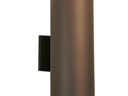 15  2 lights up down outdoor cylinder sconce bronze finish For Discount