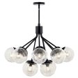 Silvarious 30  12-Light Convertible Chandelier with Clear Crackle Glass, Black Finish Online now