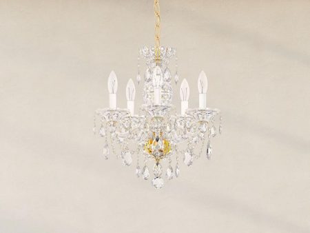 Sterling 5 Light Gold Chandelier with Clear Heritage Crystals Hot on Sale