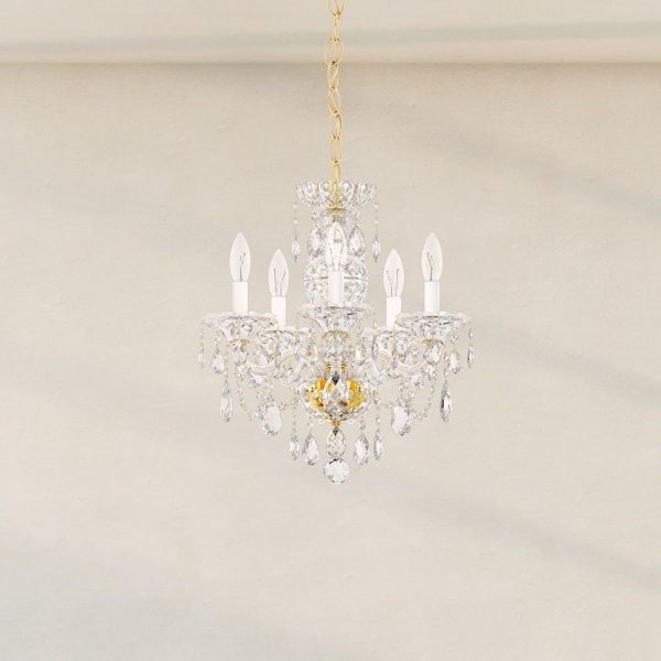 Sterling 5 Light Gold Chandelier with Clear Heritage Crystals Hot on Sale