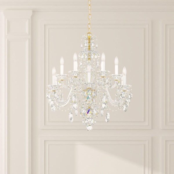 Sterling Silver Chandelier with Clear Heritage Crystals For Discount