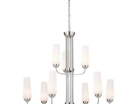 Truby 34  9-Light Multi-Tier Chandelier, Polished Nickel Finish Sale