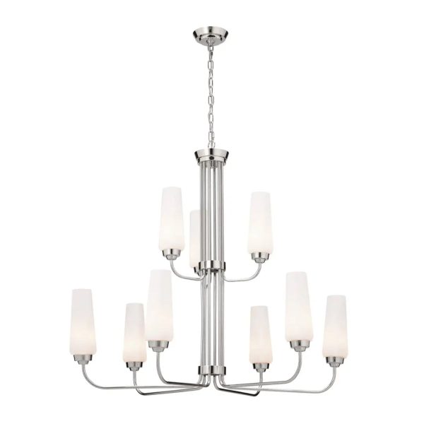 Truby 34  9-Light Multi-Tier Chandelier, Polished Nickel Finish Sale