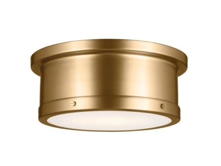 Serca 14  2-Light Flush Mount Light, Brushed Natural Brass Finish Fashion