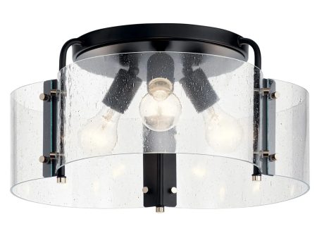 Thoreau 18  3-Light Semi-Flush Mount Light, Black Finish Online now