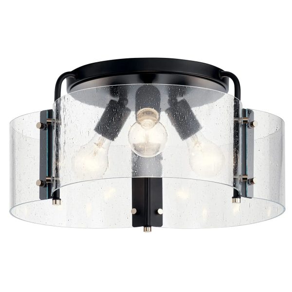 Thoreau 18  3-Light Semi-Flush Mount Light, Black Finish Online now