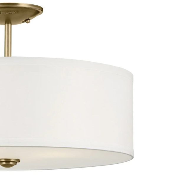 Shailene 18  3-Light Round Semi-Flush Mount, Natural Brass Finish Fashion