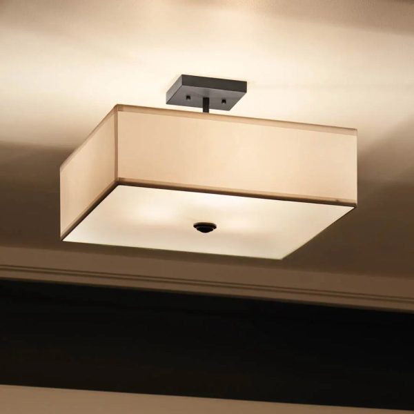 Shailene 18  3-Light Square Semi-Flush Mount, Black Finish For Cheap