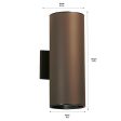 15  2 lights up down outdoor cylinder sconce bronze finish For Discount