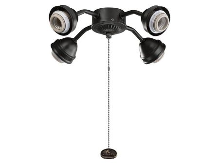 13 In. 4 LED Lights Bent Arm Fitter Ceiling Fan Light Kit, Olde Bronze Finish Supply