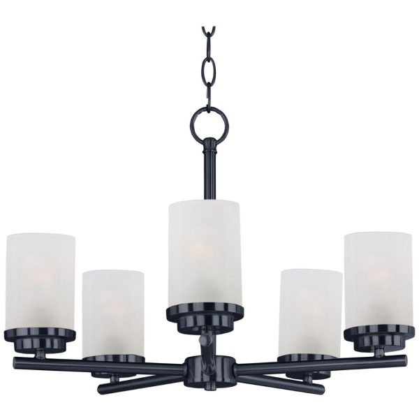 Corona 22 in. 5 Lights Chandelier Black finish Frosted Glass Hot on Sale