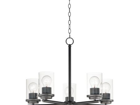 Corona 22 in. 5 Lights Chandelier Black finish Clear Glass For Discount