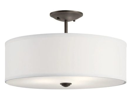 Shailene 18  3-Light Round Semi-Flush Mount, Olde Bronze Finish Online now