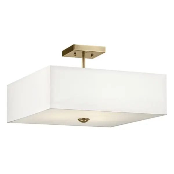 Shailene 18  3-Light Square Semi-Flush Mount, Natural Brass Finish Online