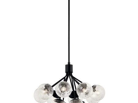 Silvarious 30  12-Light Convertible Chandelier with Clear Crackle Glass, Black Finish Online now