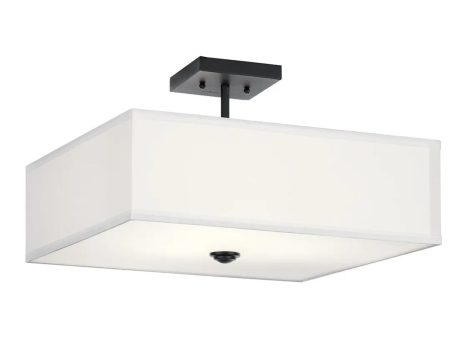 Shailene 18  3-Light Square Semi-Flush Mount, Black Finish For Cheap