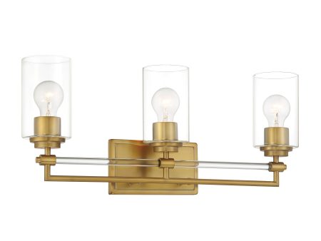 Binsley 24  3 Lights Vanity Light Brass Finish Supply