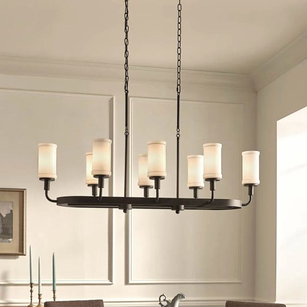 Vetivene 47  8-Light Linear Chandelier, Textured Black Finish Hot on Sale