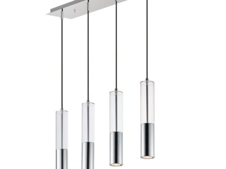 Torch 28 in. 4 Lights LED Pendant Light Polished Chrome Finish Hot on Sale