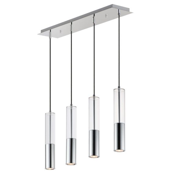 Torch 28 in. 4 Lights LED Pendant Light Polished Chrome Finish Hot on Sale