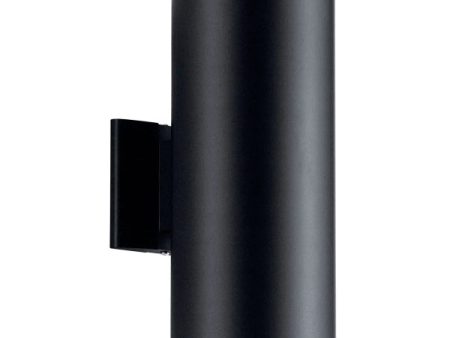 15  2 lights up down outdoor cylinder sconce black finish Online now