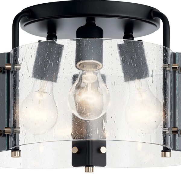 Thoreau 14  3-Light Semi-Flush Mount Light, Black Finish Online Sale